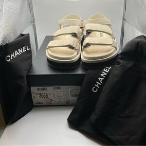 CHANEL Women's Sandals - Cream and Brown